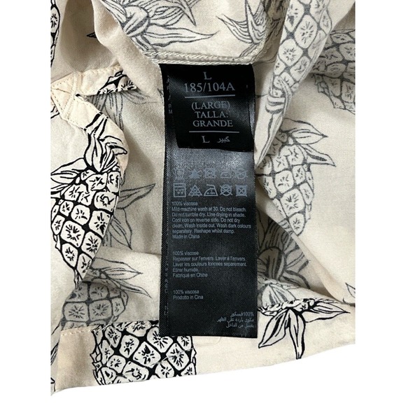 Allsaints Short Sleeve Button Up Viscose Pineapple Hawaiian Shirt Sz L - Picture 6 of 7